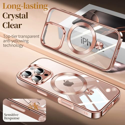 Image of ESTPEAK Desert Titanium CD Mag-Stand Case for iPhone 16 Pro Max Case with Invisible Magnetic Ring, [Fit for MagSafe] [Never Yellowing] Top Clear Phone Case Cover for iPhone 16 ProMax 6.9 inch