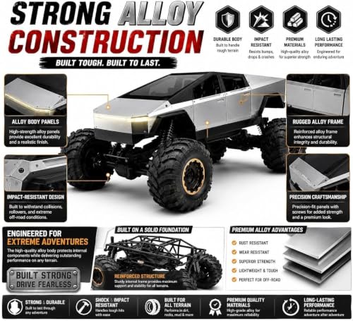 Image of 1:8 Scale 4WD RC Rock Crawler Truck | Alloy Body | High-Performance Off-Road Remote Control Vehicle for Kids & Adults