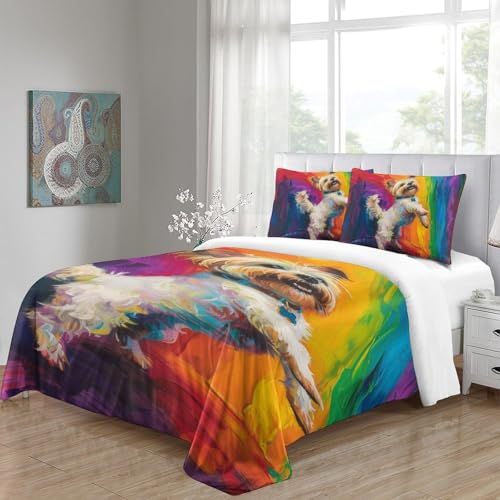 Linge de lit Yorkshire Terrier 3 pièces housse de couette single 140x200 microfibre - 5