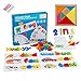 HVDHYY Alfabeto Rompecabezas de Madera Tangram Tetris Puzzle Montessori ABC Aprendizaje temprano Juguetes de Madera educativos con 28 Tarjetas de Palabras 52 Letras de Madera Rompecabezas 2en1
