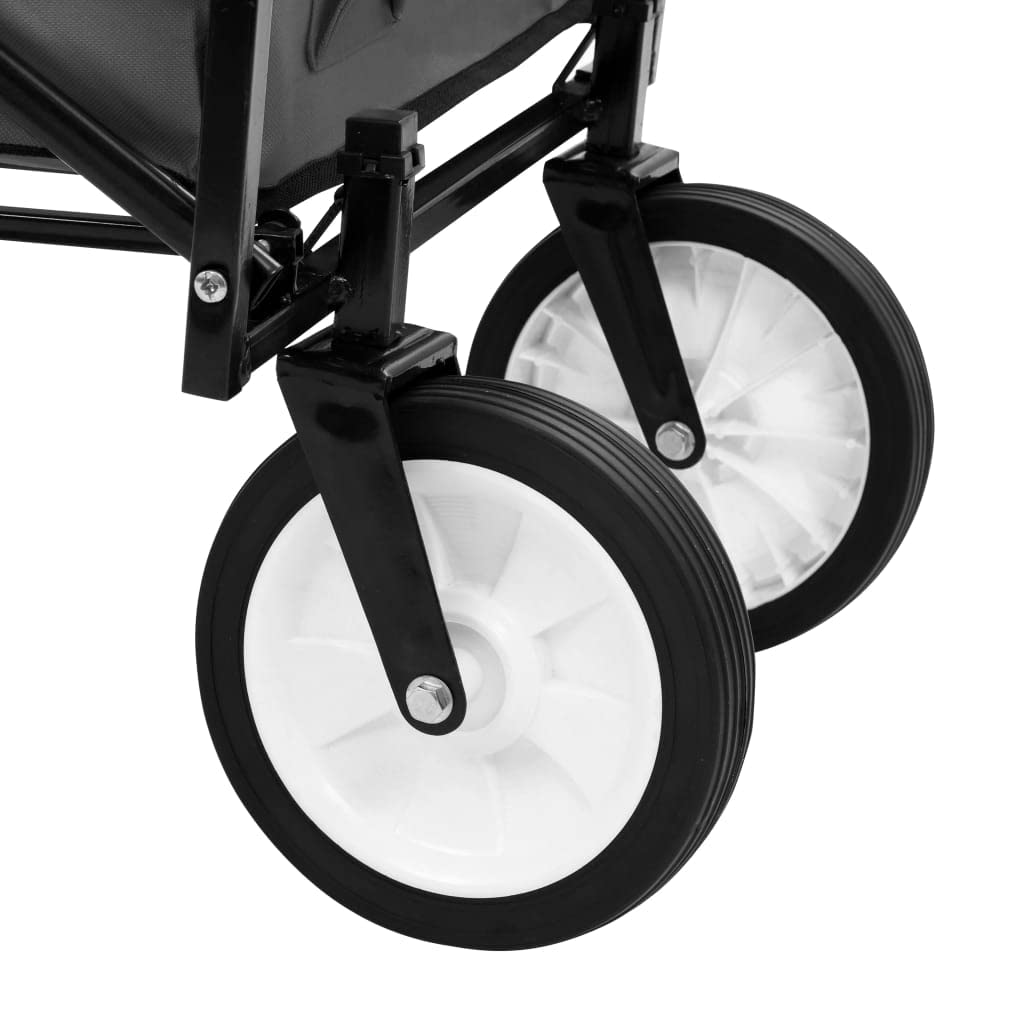 Carrello pieghevole in acciaio con portata di 75 kg, ruote anteriori girevoli a 360° e maniglia imbottita per un facile trasporto di carichi in giardino o in casa.