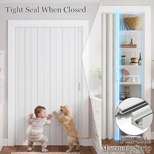 Image of SmartStandard 72x80in Double Accordion Doors Interior, Double Walled, White