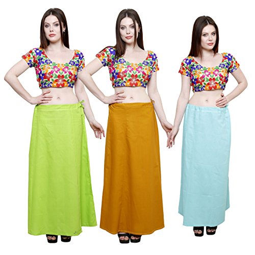Image of Pistaa combo of 3 Women's Cotton Best Indian Readymade Inskirt Saree petticoats