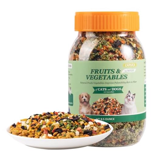 capuca 12-in-1 Vegetable Fruit Mix Cats Dogs Treast - Natural Ingredient Food Toppers Picky Eaters, High Fiber Digestive Health, Grain-Free(8.5oz)