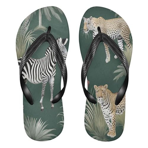 Burbuja Zebra Leopard Flip Flops for Women Men, Soft Thong Sandals Rubber Slippers for Pool Beach Essentials