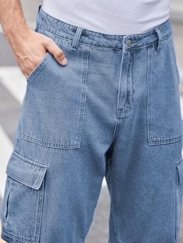 Image of TAGAS Men Loose Fit Men's Flip Pocket Cargo Pant|Man Stylish Cotton Loose Fit Denim Jeans || Multi-Pocket Styling || Perfect for Casual Fashion || Comfortable Classic Men's Outerwear (MDJ-33)