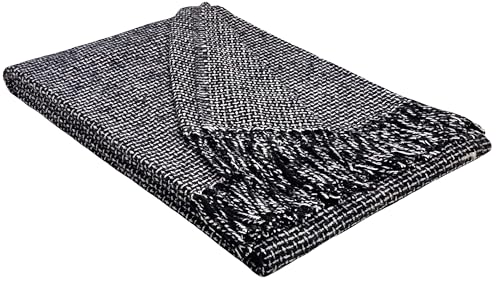 STTS International Decke sehr weiches Plaid Wohndecke Kuscheldecke in versch. Farben Palmera (Schwarz-Weiß (R))