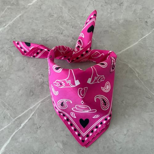 The Peacock Crew Bachelorette Party Bandana in Premium Soft Cotton for Women Cowgirl Fuchsia Pink - Thumbnail 2