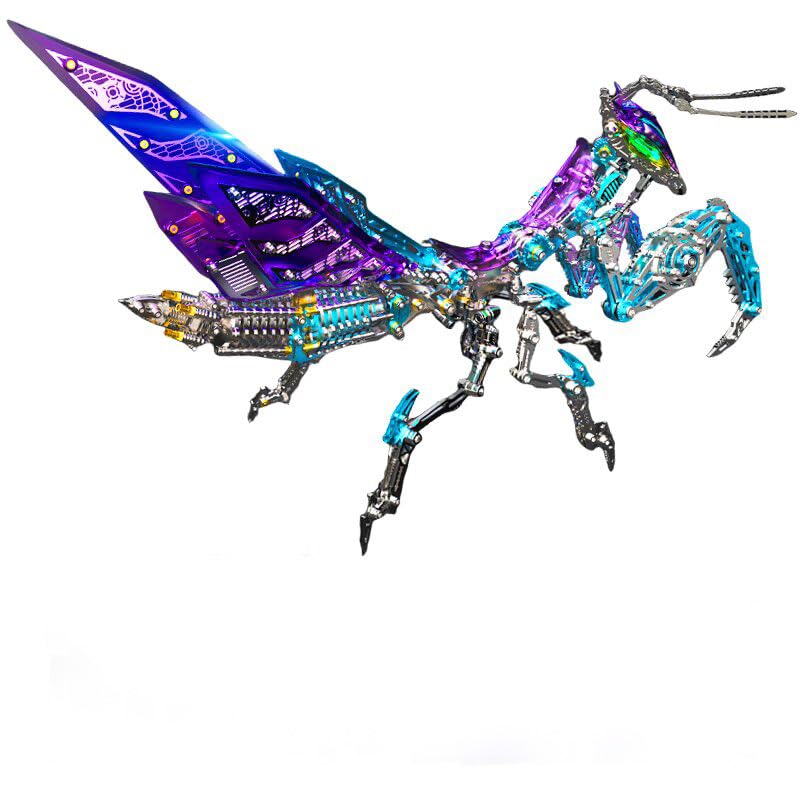 NGNVKDID 3D Mechanical Praying Mantis Metal Puzzle – 1109-Piece DIY Model Kit, Advanced Assembly for Adults, Engineering Toy, 18-25 Hours of Challenge, for Puzzle & Model Enthusiasts (Purple;)