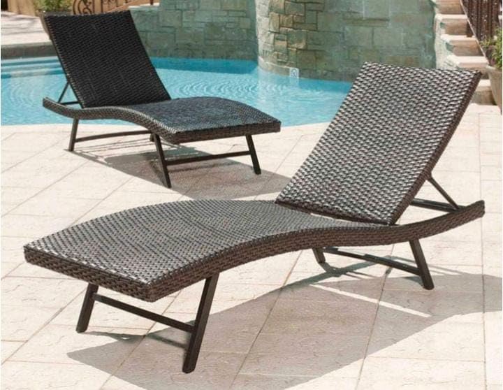 Image of India Outdoor Adjustable Swimming Poolside Lounger Beach Sunbathing Lawn Patio Chaise Lounge Sun Lounger Chair (Brown)