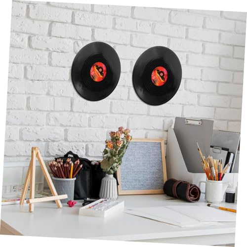 Image of Indusoire 2 Pcs Vinyl Records Decor, Fake Vinyl Records for Decoration, Retro Wall Art for Home, Music Room, Party, Vintage Aesthetic CD Decor