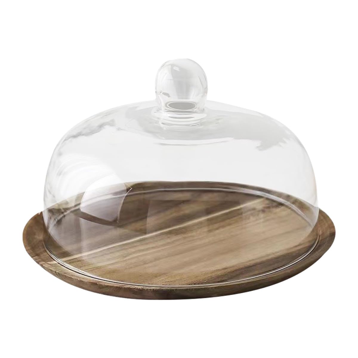 Présenter cupcakes sur plateau de desserts en bois avec cloche en verre protectrice