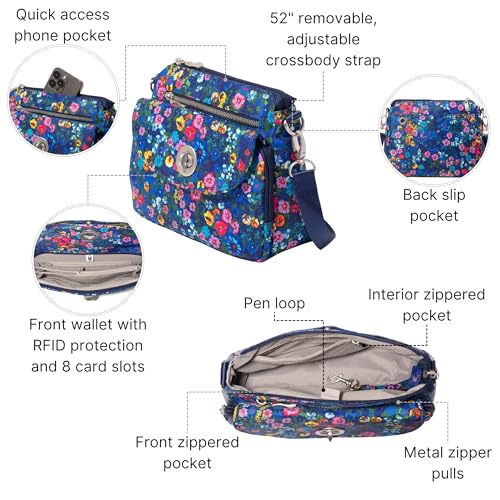 Image of Baggallini Calais Crossbody Bags for Women 10x7 Lightweight Water-Resistant Travel Purse, RFID & Interior Organization
