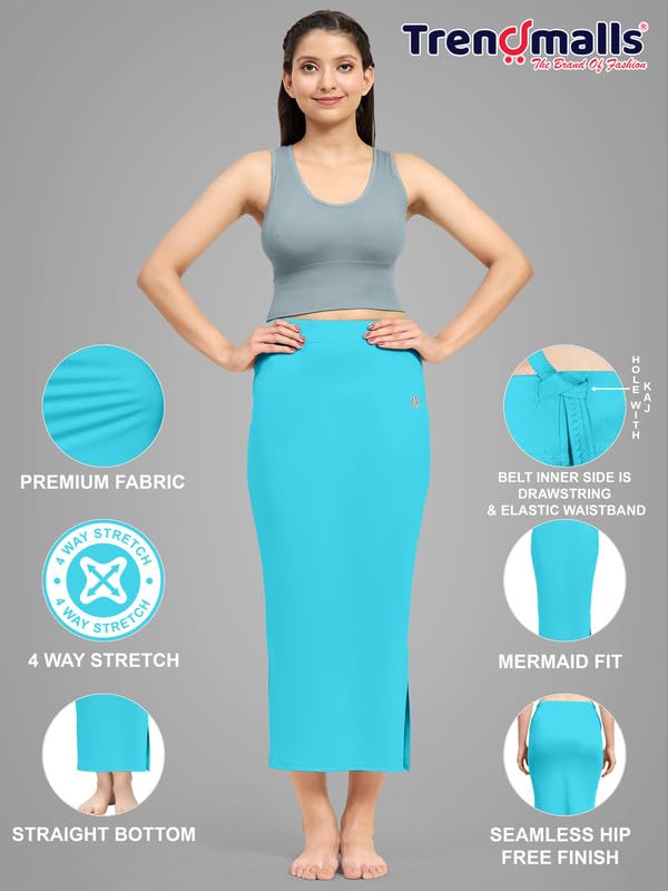 Image of TRENDMALLS Women's Polyester Spandex Stretchable Straight Saree Shapewear Petticoat for Women, Cotton Blended, Skirts for Women, Saree Shaper
