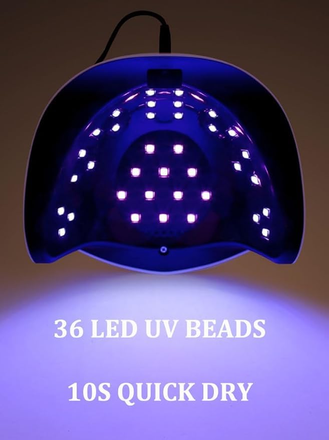 Lampada UV LED per unghie, 268W Luce di polimerizzazione rapida per unghie con 66 LED Sensore automatico, Manico portatile per unghie, 5 impostazioni di timer, spazio più grande (02#Oro)