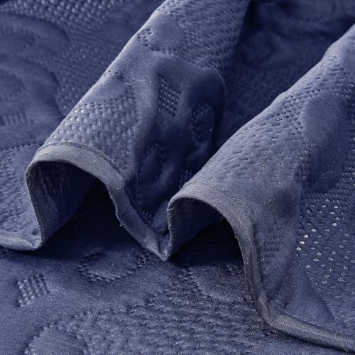 Image of Kingnex 106x96 King Size Lightweight Bedspread Coverlet Set Navy