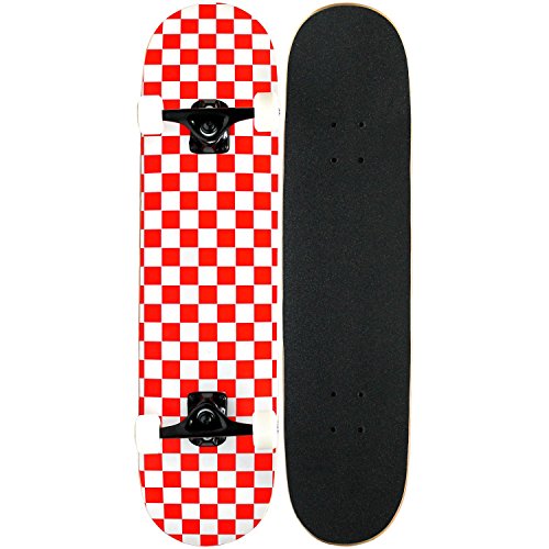 KPC Pro Skateboard Complete, Red and White Checker