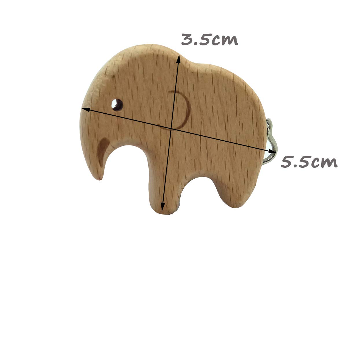 Arakierst 10pcs Natural Wood Suspender Pacifier Clips Cute Beech Wooden Animal Elephant Shape Clips DIY Beading Pacifier Chain Accessory