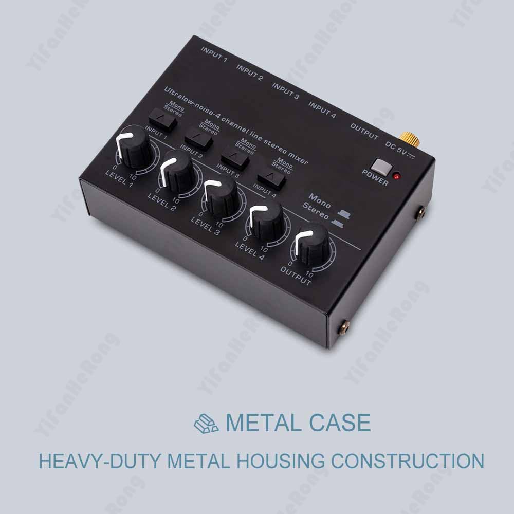 Mixer audio, Mini Mixer a Basso Rumore 4 Canali Console di Missaggio for Chitarra Elettrica Batteria Pianoforte