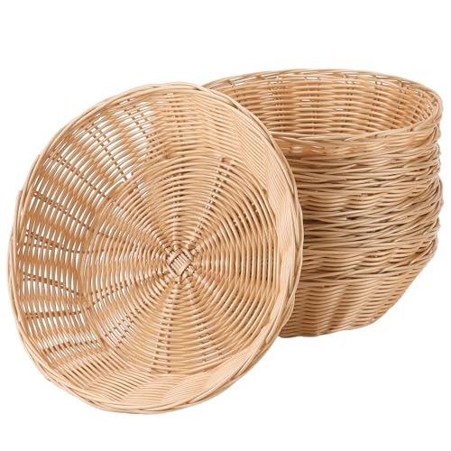 CHUENKUK Lot de 10 corbeilles à pain rondes en plastique PP - 24 x 6 cm - Jaune - Pour boulangerie, restaurant, maison et buffet