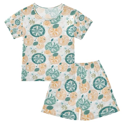 senya Green Orange Lemon A Summer Pajamas Set Short Cotton Sleepwear 2 Piece - Main Image