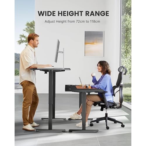 Image of ARTIKEL Artidesk Lite Electric Height Adjustable Table for Office & Home | Sit Stand Gaming Desk|80Kg Wt Lift | Cup Holder Headphone Hook Cable Management|120X60Cm | Carbon Black