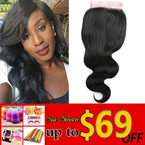 QTHAIR 8A 4×4 Brazilian Body Wave lace Closure 12inch 100% Virgin Human Hair Free Part Top Lace Closure Bleached Knots