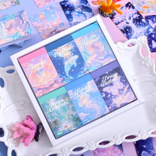 Image of Washi Stickers Set Vintage Aesthetic Sticker Book for Journaling, DIY Decorative Paper Sticker Decals for Bullet Journal Art Scrapbooking Diary Card Craft Gift Album (Ocean Style)