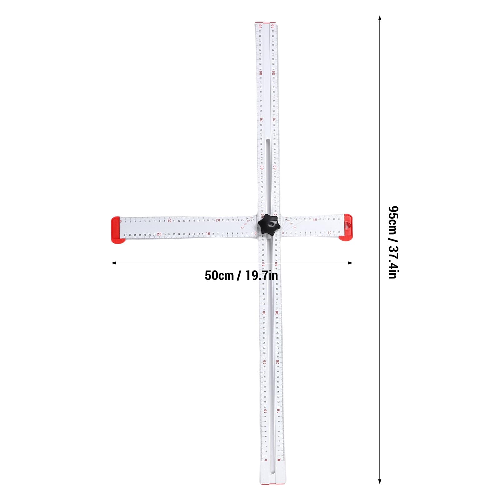 Squadra Regolabile T 24in, Posizionamento Foratura Righello con Pomello in ABS, per Installazione Cartongesso, per Mobili, Utensile di Marcatura