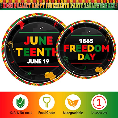 Happy Juneteenth Party Decorations Supplies(Sever 24) Freedom Day Disposable Tableware Set-Paper Plate Cup Napkin Cutlery Tablecloth Banner For June 19Th African American Independence Day Freedom Day Party Supplies #TOP3