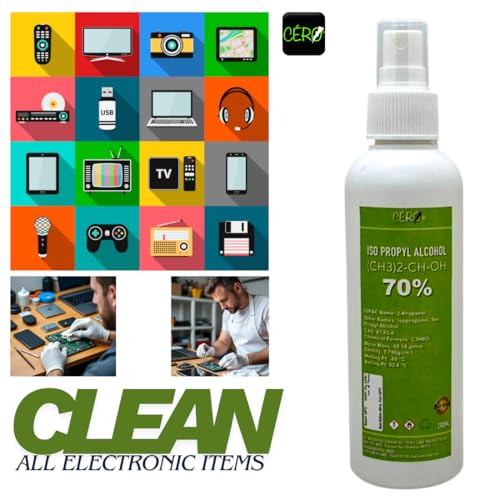 Image of CERO IPA Isopropyl Alcohol for Cleaning All Electronics Items | Clean Your Makeup Tools | Clean CPU | GPU and Screen | Repair Cosmetics 70% Pure [(CH3)2-CH-OH] CAS: 67-63-0 (250ml)