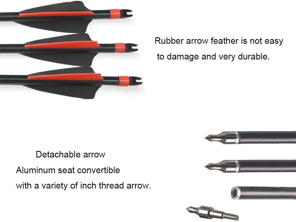 AMEYXGS 31" Fiberglass Arrow Hunting Target Arrow with Removable Tips for Compound & Recurve Bow (Pack of 12)