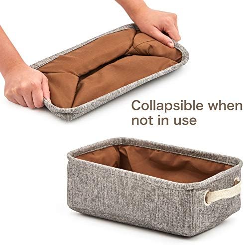 EZOWare Small Collapsible Storage Bins Baskets, Pack of 6 Foldable Canvas Fabric Tweed Organizer Set with Handles for Nursery Kids Toddlers Home and Office - 12 x 7 x 4 inch (Dark Gray) 6 51FRZ1ug2YL. AC