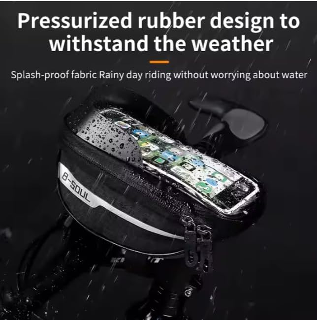Miniatura 4 de B - Soul Soporte impermeable para teléfono y bolsa de almacenamiento  Funda de manillar con pantalla táctil con visera solar, bolsa de marco a