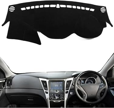 Car Dashboard Cover Anti-Scratch Dash Cover Interior Dash Covers - for Hyundai Sonata 2010 2011 2012 2013 2014 YF, BlackBlack Edge, Right Hand Drive