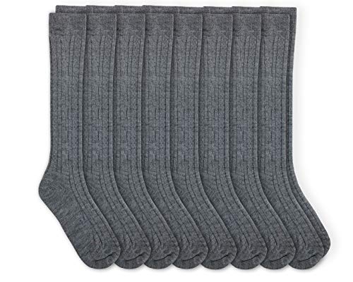 Jefferies Socks Girls School Uniform Cable Knit Knee High Socks 8 Pair Pack