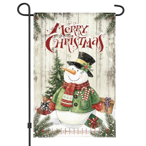 AhfuLife drapeau jardin Noël bonhomme neige 12x18 po