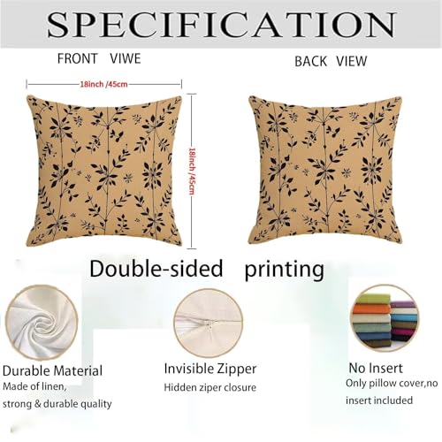 Housse coussin 75x75cm lot de 2 géométrique brun imperméable en lin - 5