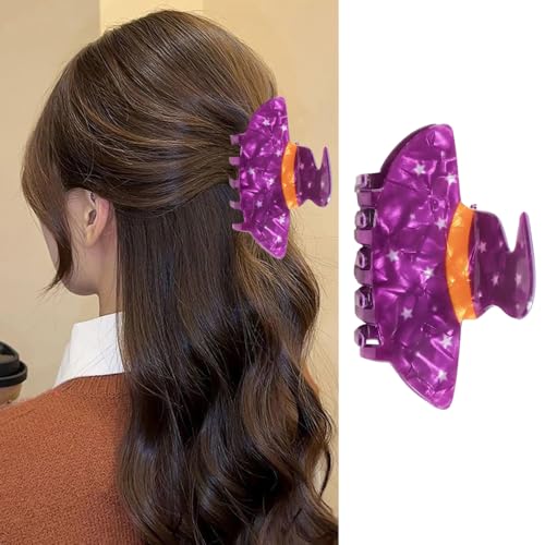 Pinza para cabello Halloween sombrero de bruja púrpura acrílica miniatura 1