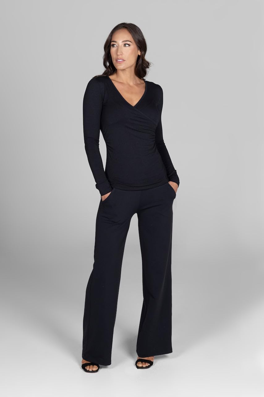 KiraGrace HIGH WAIST WIDE LEG PANT: BLACK