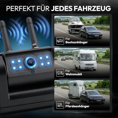 VSG24 Element HD Funk Rückfahrkamera Set – 7 Zoll HD Monitor – wetterfeste IP...