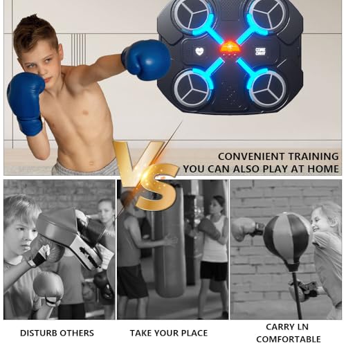 Image of Music Boxing Machine Kids, Smart Music Boxing Machine with Boxing Gloves,Musical Boxing Machine with Bluetooth,3-Level Speed,USB Charging,Boxing Machine Wall Mounted for Children Home Exercises