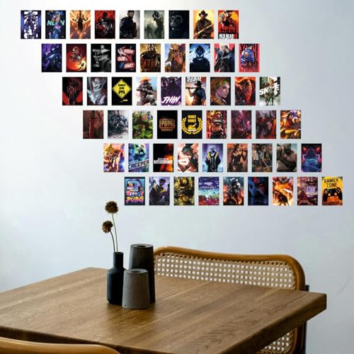 Image of SAW Gaming Posters Wall Collage kit Set - Pack Of 54 | 4 x 6 Inches | Aesthetic Player Artwork Posters | Games Poster For Room, Living Room, Bedroom, Home And Office