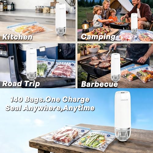 Image of Handheld Vacuum Sealer, 60000Pa Max Suction Seals in 10s, 0.8 lb Portable and Cordless, USB-C Rechargeable, 140 Uses per Charge, for Food Storage, Sous Vide, Valve Bags and Containers