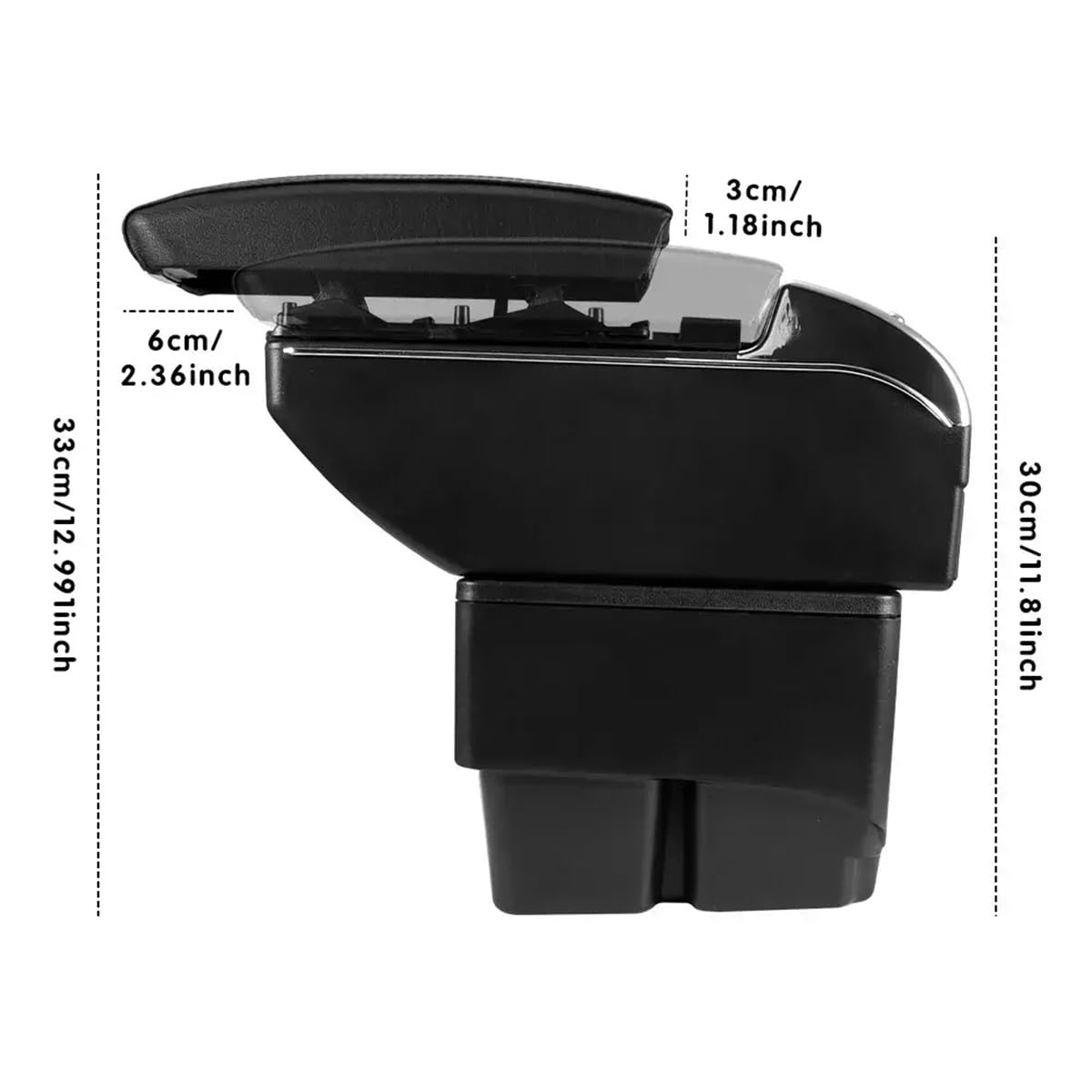 Armlehnenbox für Ford Fiesta MK7 2009-2017, Armlehne Mittelarmlehne mit 7 USB-Anschlüssen, Mittelkonsole zur Aufbewahrung und Armlehnenmodifikation