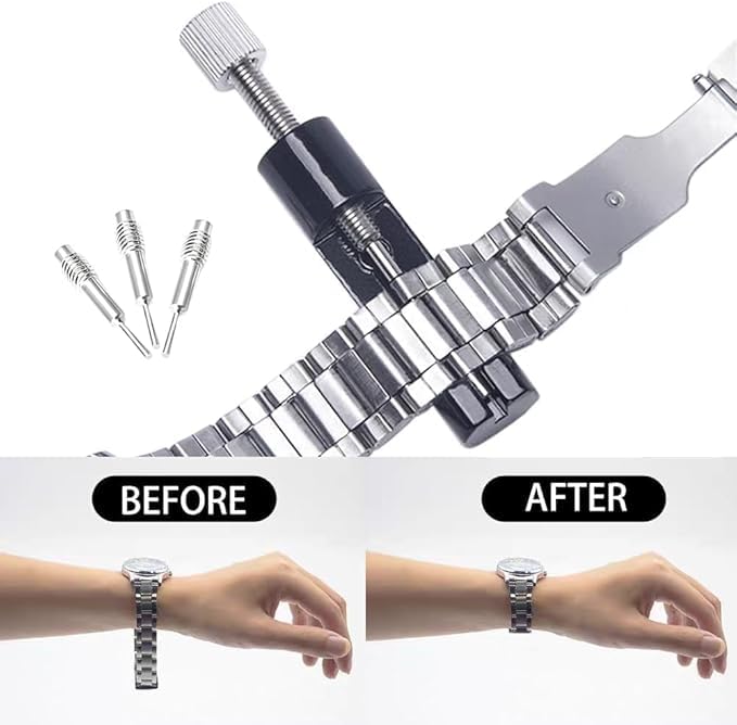 Image of Watch Link Removal Kit with 3 Extra Pins, Portable Link Remover Kit for Watches, Watch Strap Removal Tool for Watch Repair, Watch Bracelet Adjustment, Watch Strap Replacement and Resizing. (WATCH STRAP)