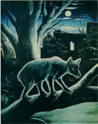 Affiche et gravure impression sur toile un animal dans une nuit de lune Niko Pirosmani 60x90cm