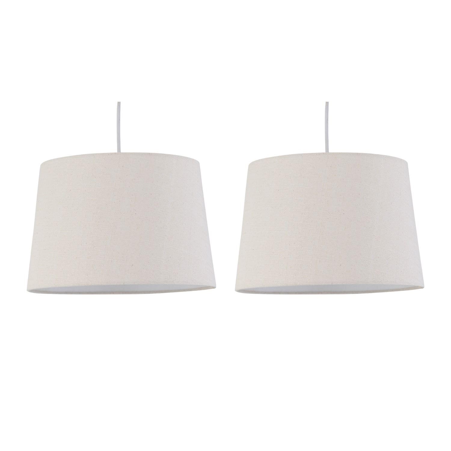 Firstchoicelighting Natural Set Of 2 Linen Easy Fit Light Shades/Lampshades For Ceiling Light Or Table Lamps, 28Cm Diameter