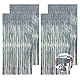Vaktop 4 Stück Lametta Vorhang Silber Glitzer, Glitzervorhang Lametta, Glitzer Party Vorhang, Folien Fransen Hintergrund fur Party Deko Geburtstagsdeko Hochzeit Festivals Bühnendekor (1m x 2m)