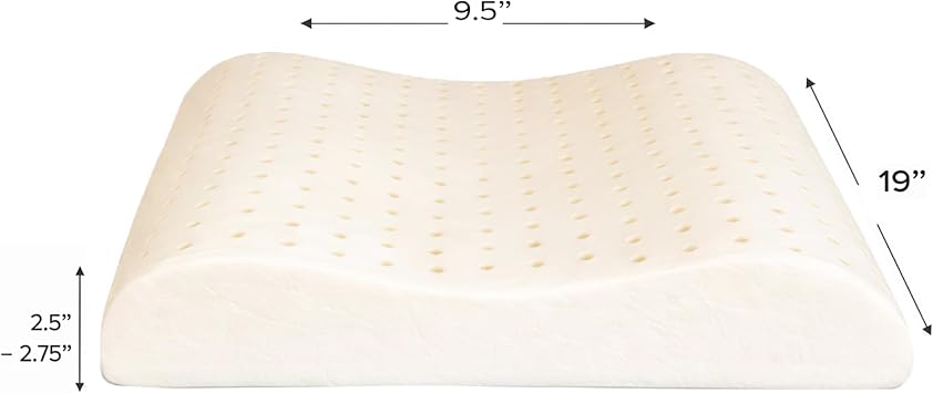 ORGANIC TEXTILES Organic Latex Contour Pillow with Organic Cotton Cover - GOTS & GOLS Certified, Ergonomic Contour Design, Bed Pillow, Spine Support - (Travel) - Pack of 1